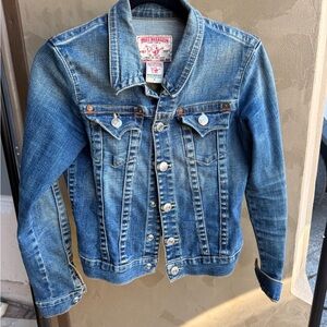 True Religion womens Classic Blue Jean Jacket